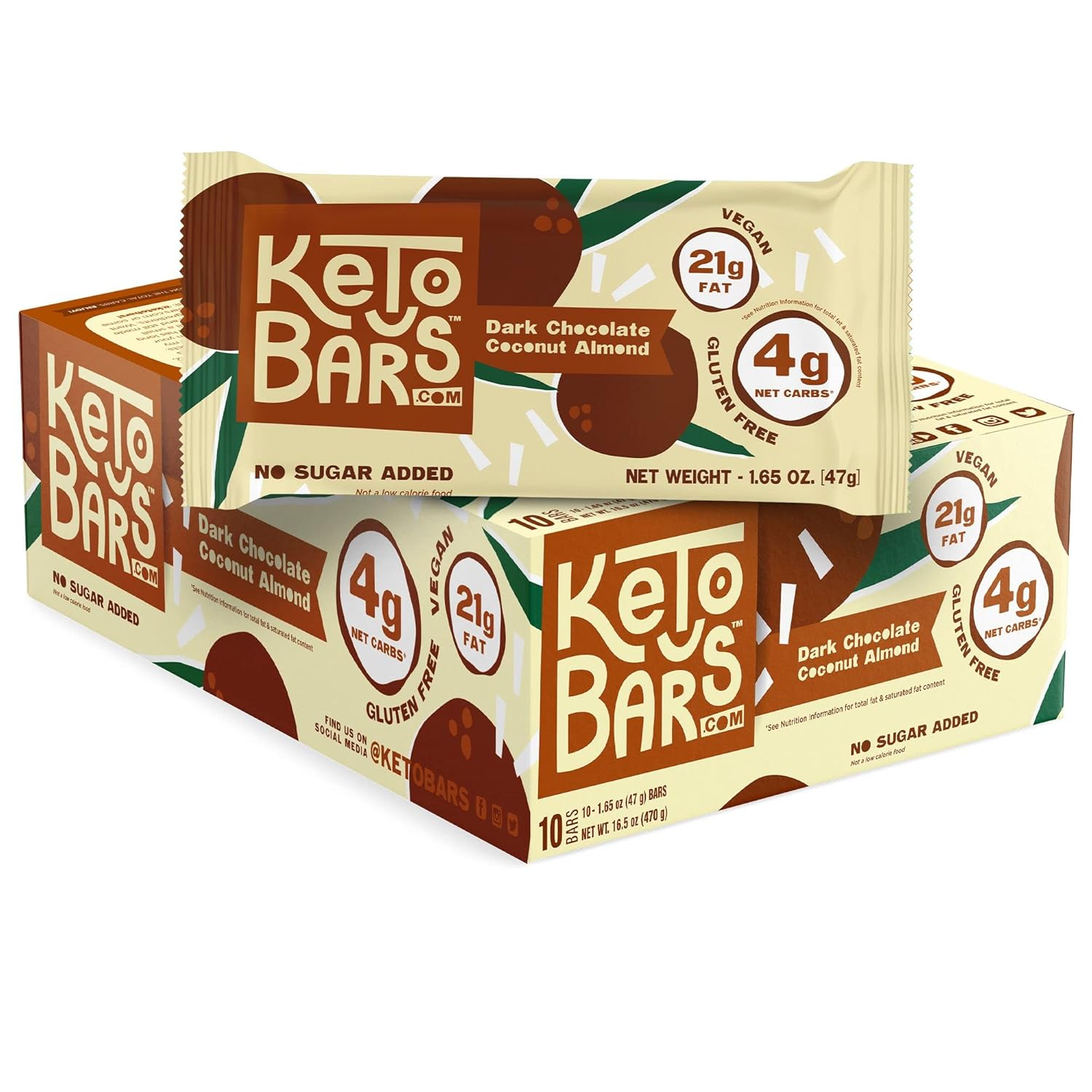 Dark Chocolate Coconut Almond Keto Bars (10 Pack)