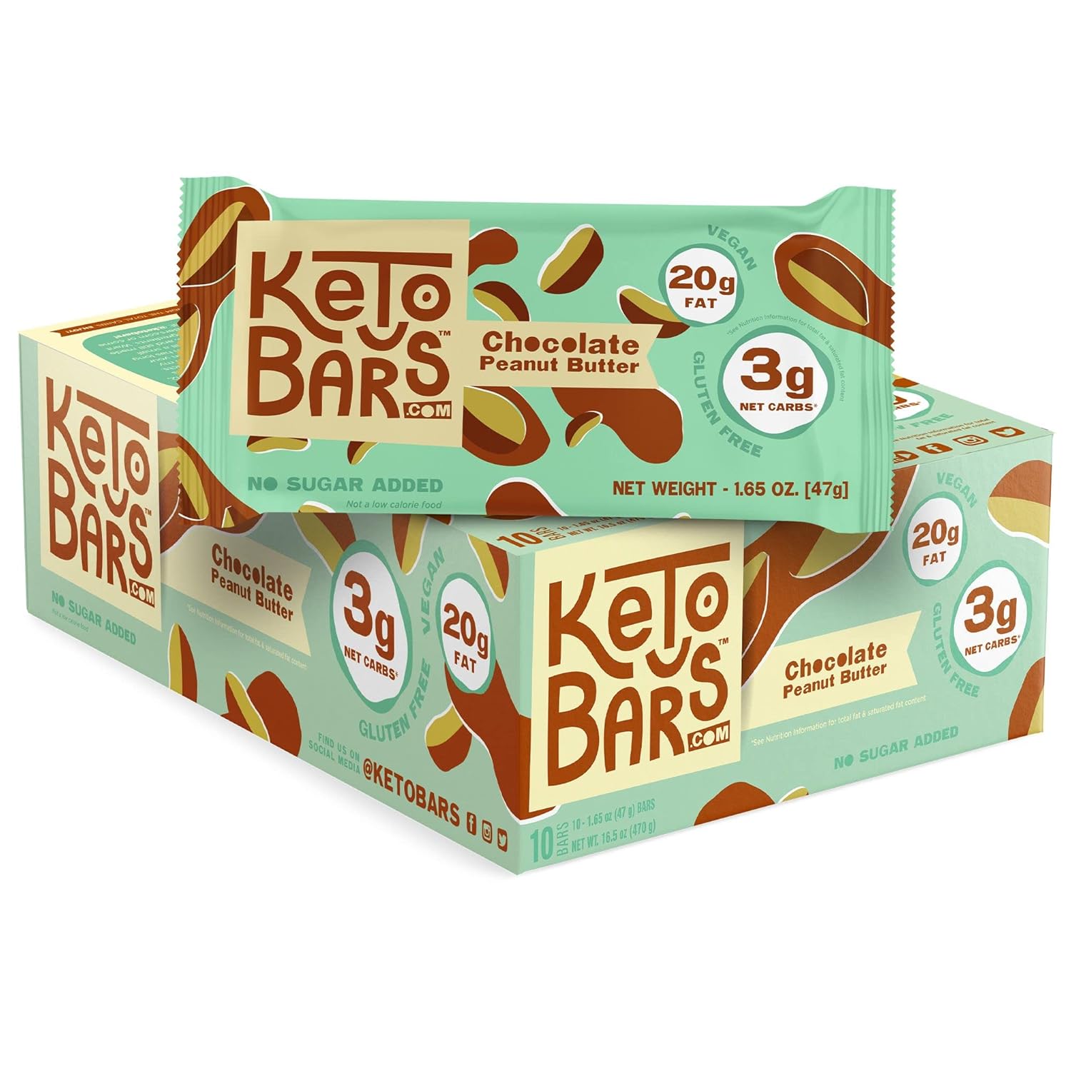 Chocolate Peanut Butter Keto Bars (10 Pack)