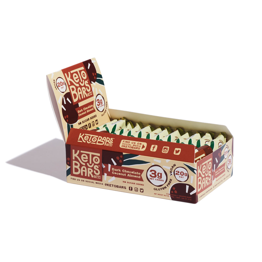 Dark Chocolate Coconut Almond Keto Bars, 10 pack.