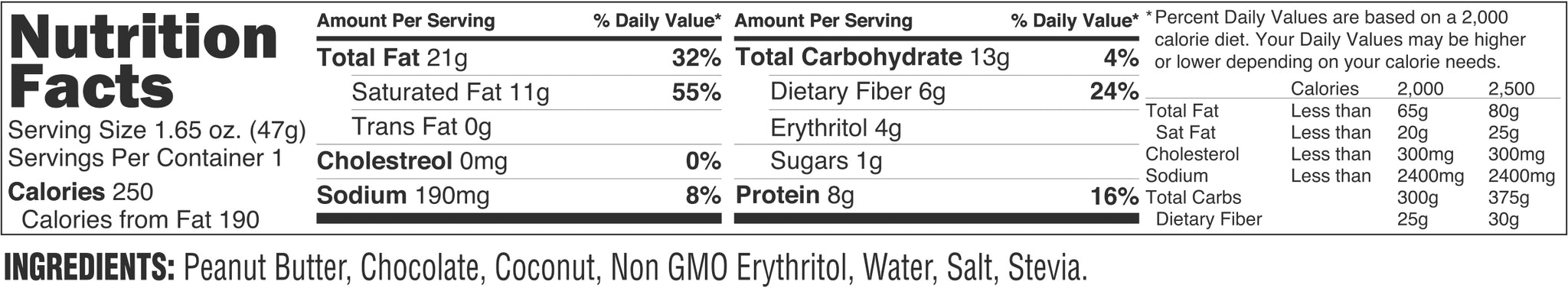 Chocolate Peanut Butter Keto Bars, 10 pack.