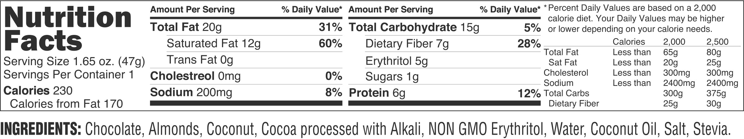 Dark Chocolate Coconut Almond Keto Bars, 10 pack.