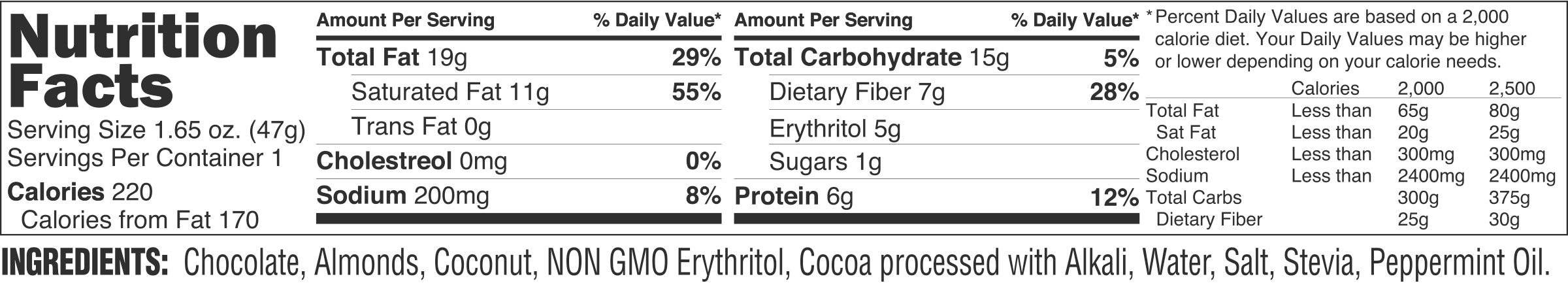 Mint Chocolate Keto Bars, 10 pack.