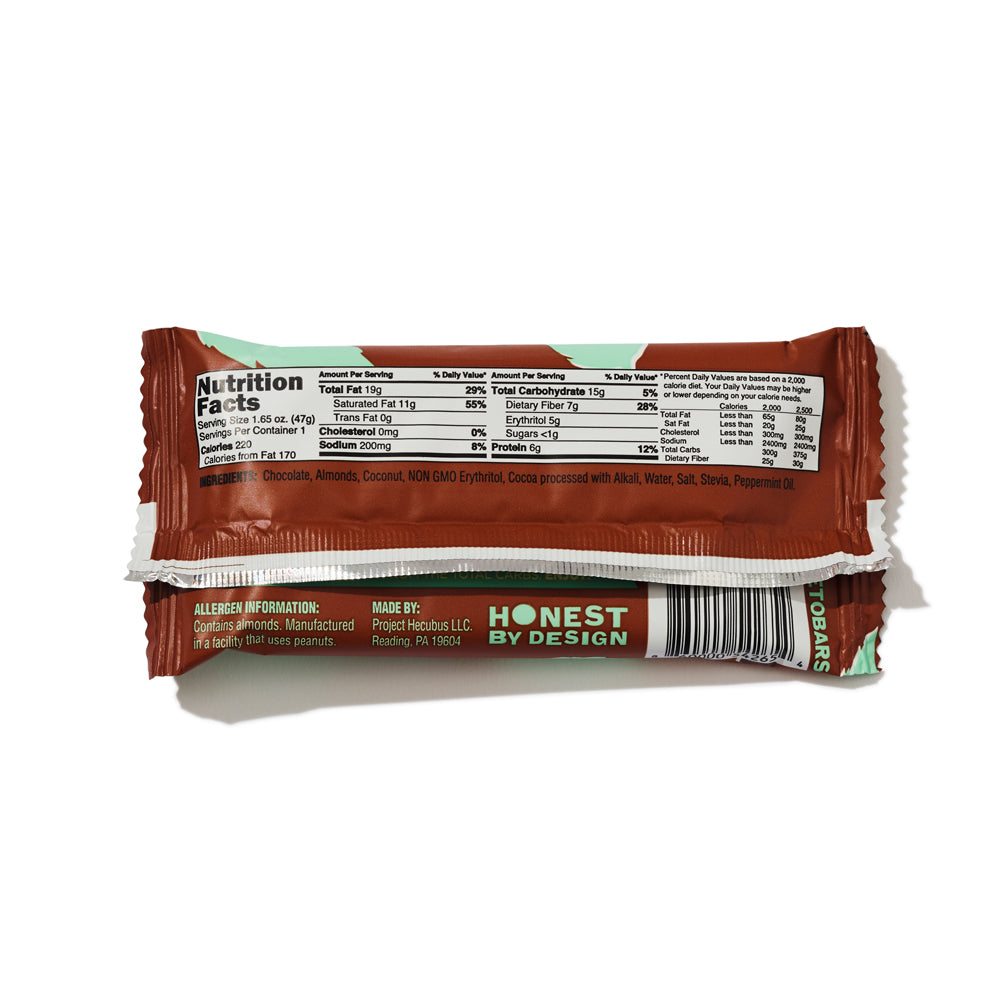 Mint Chocolate Keto Bars, 10 pack.