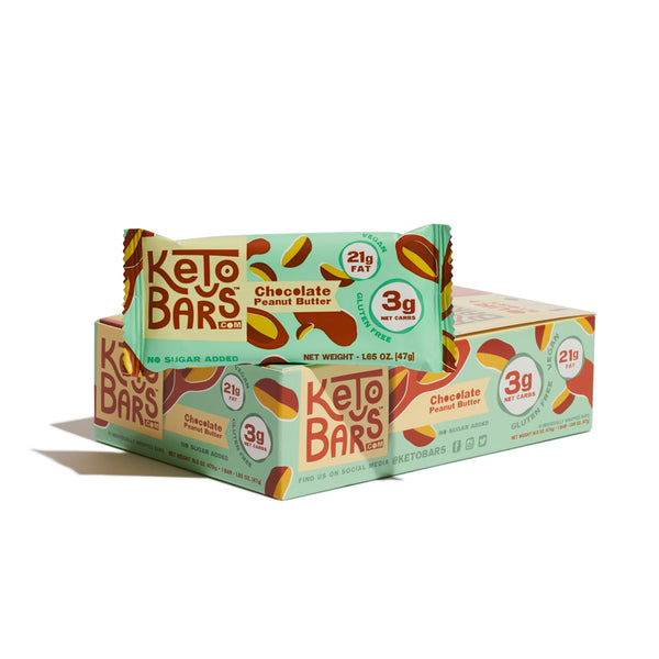 Chocolate Peanut Butter Keto Bars, 10 pack.