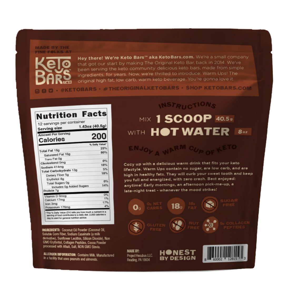 Keto Hot Cocoa, 12 Servings.